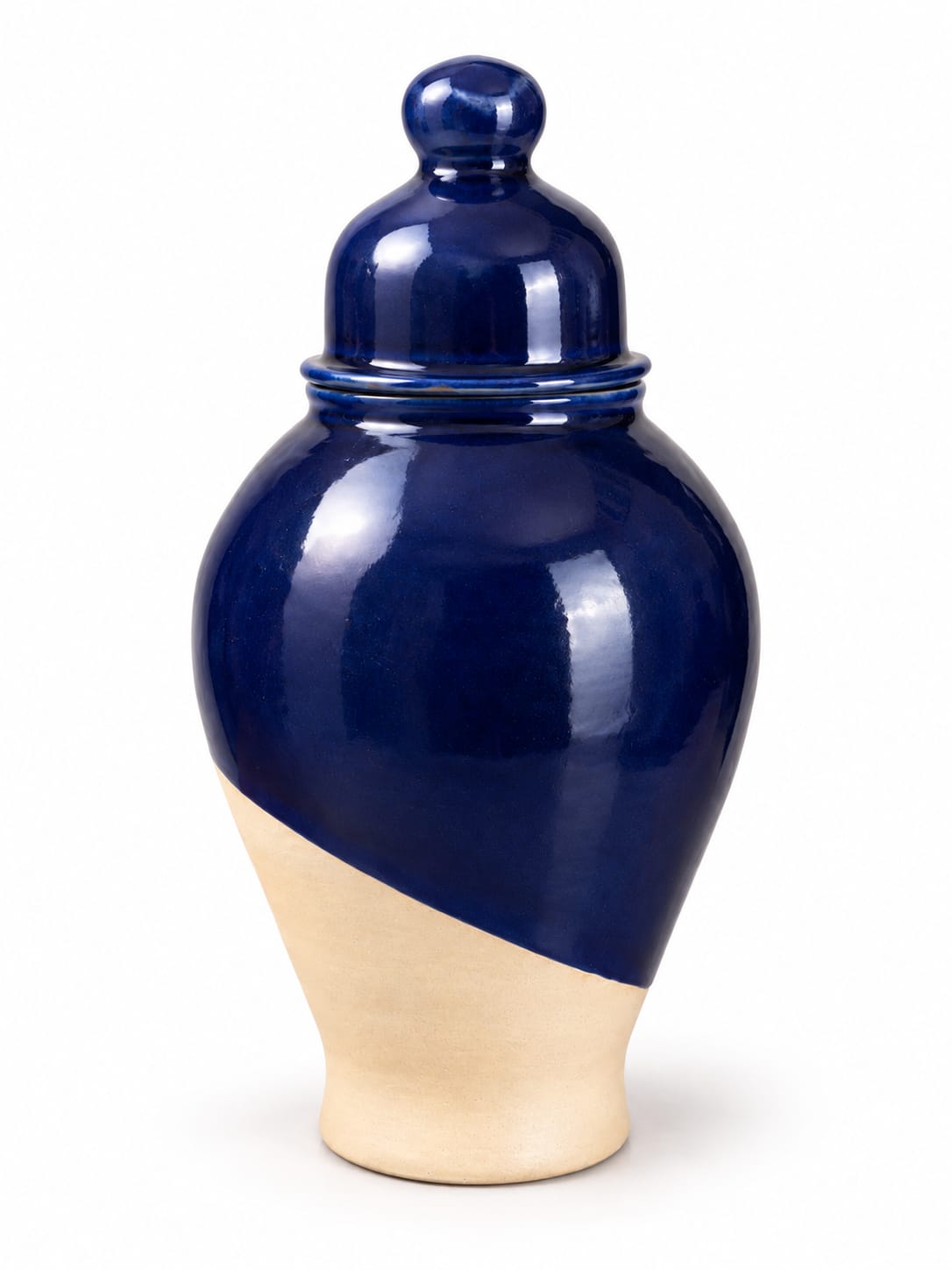 Handcrafted Ceramic Ginger Jar with Lid - Cobalt Blue