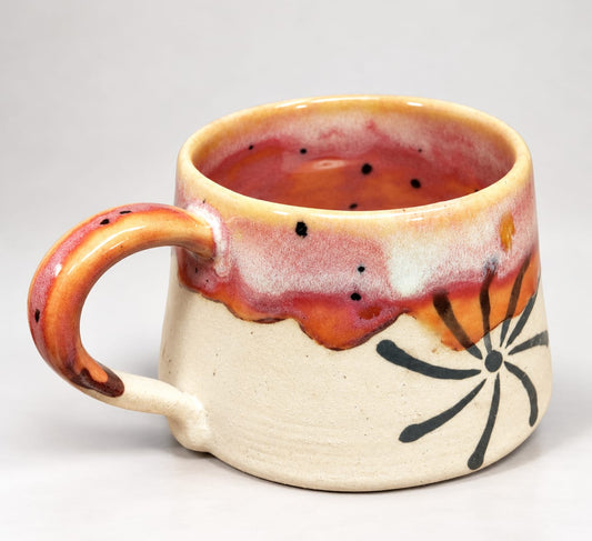 Handcrafted Sunburst Ceramic Mug – Sunset Glaze