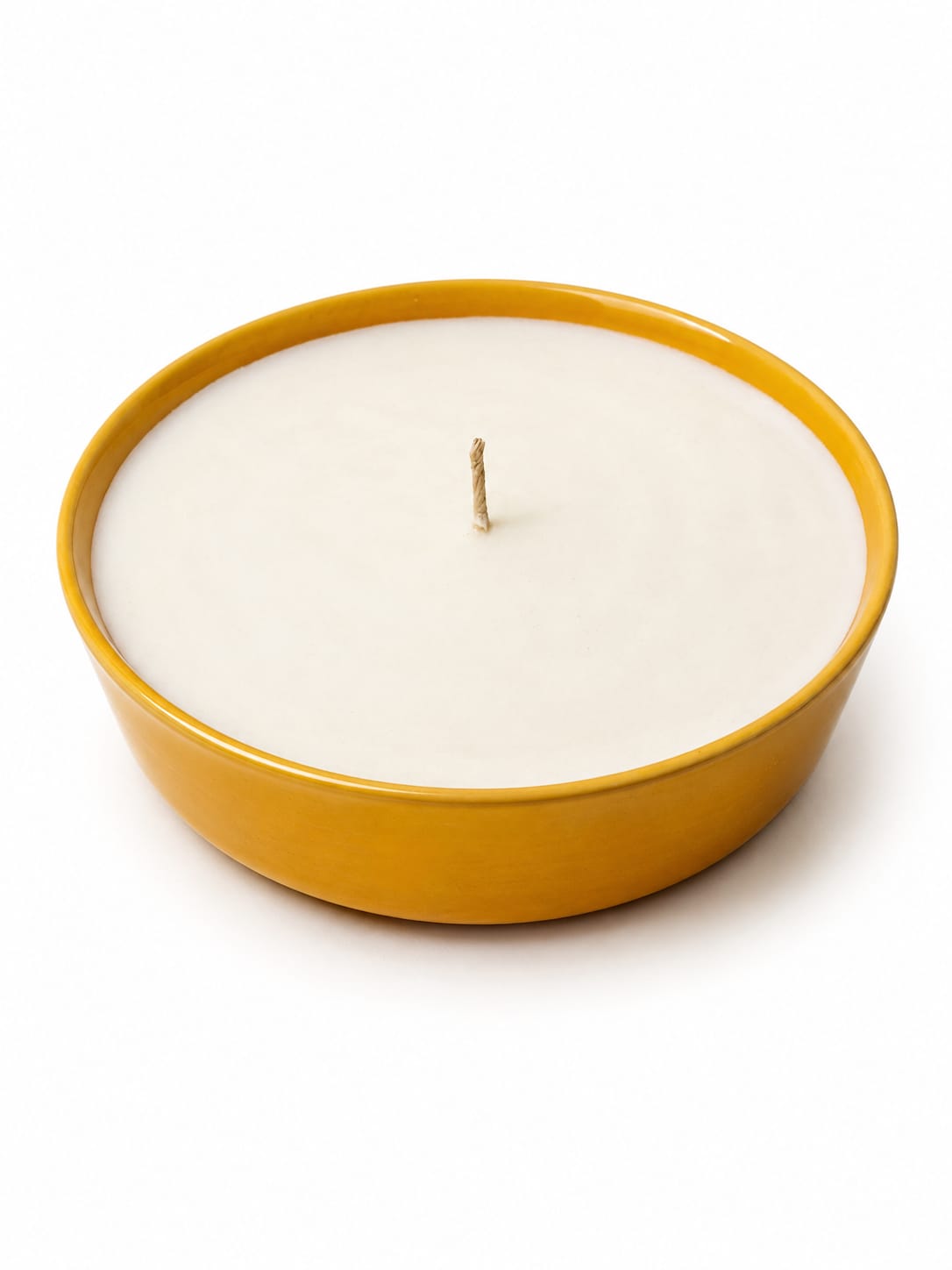 Handcrafted Ceramic Bowl Candle - Mustard Yellow, Purple and White, Green, and blue
