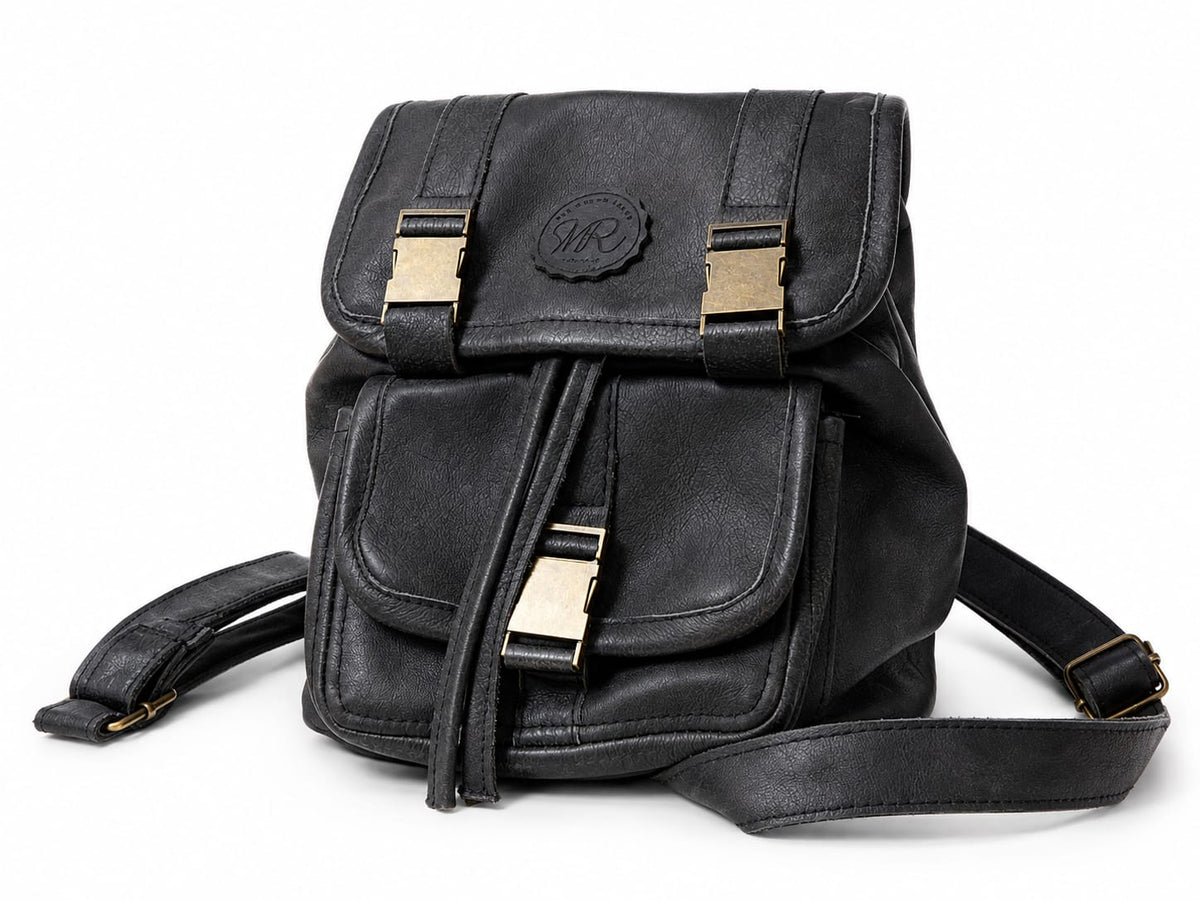 Handcrafted Tan Leather Rucksack Backpack, Ox blood, Black & Yellow Mustard