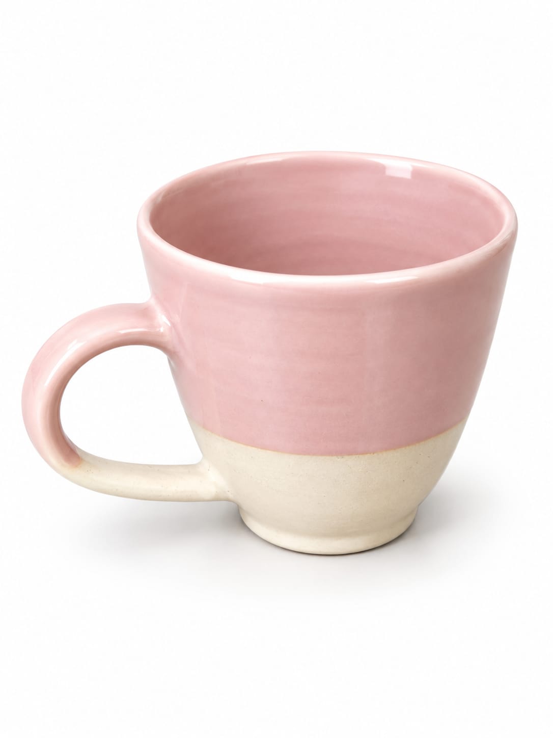 Handcrafted Ceramic Two-Tone Coffee Mug - Sky Blue, Pink & Green