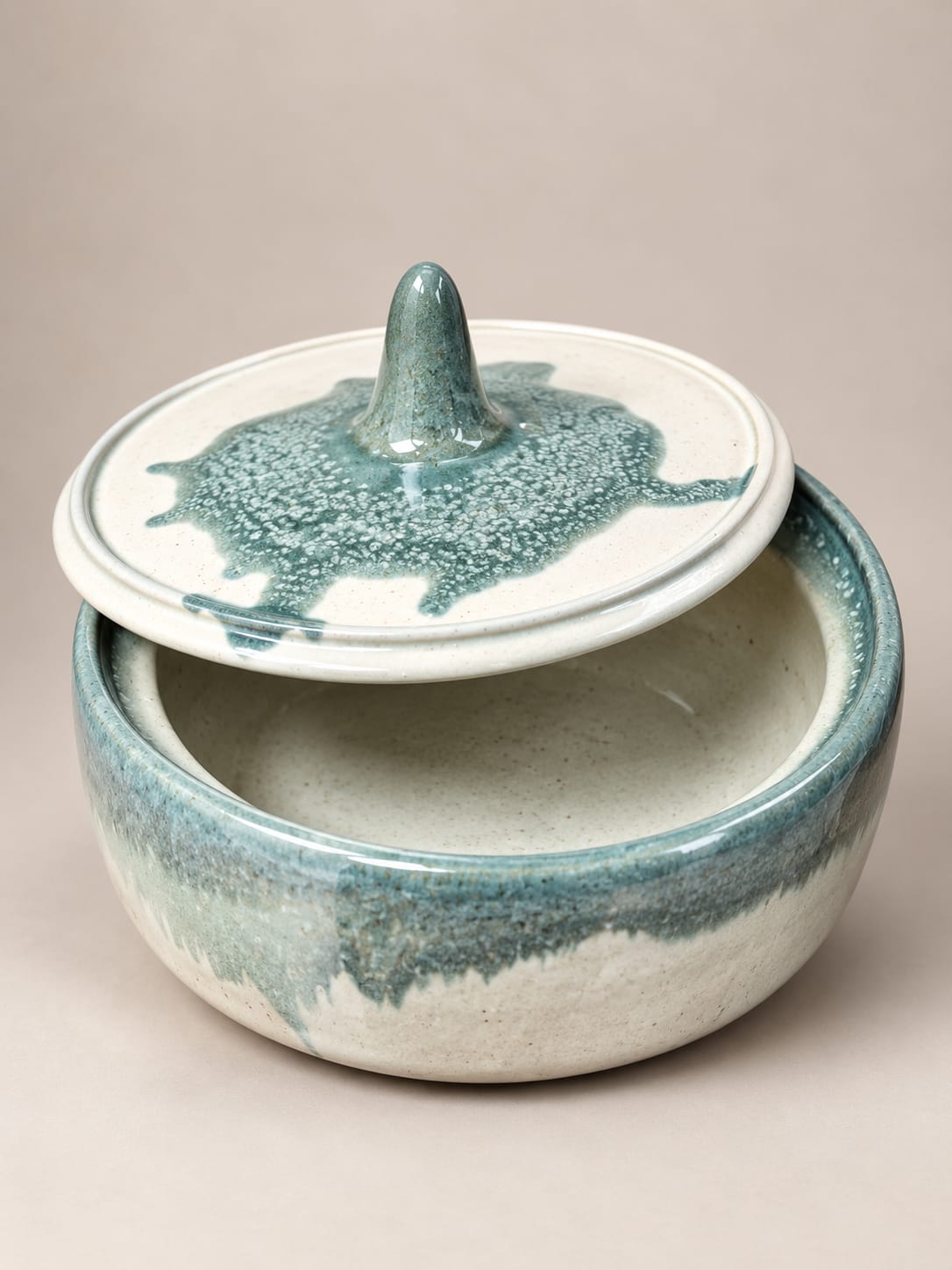 Handcrafted Ceramic Tortilla Warmer &amp; Lidded Casserole Dish - Sage & Cream