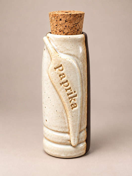 Handcrafted Ceramic Paprika Spice Jar with Cork Lid